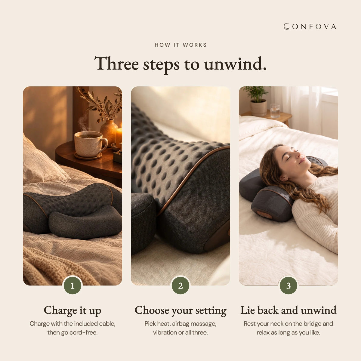 How to use the ArchRest: charge it up, choose your setting, then lie back and unwind